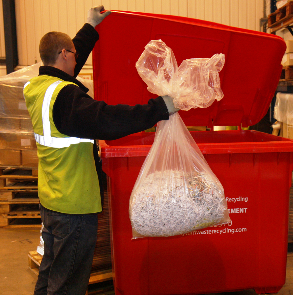 recycling bag clear in use