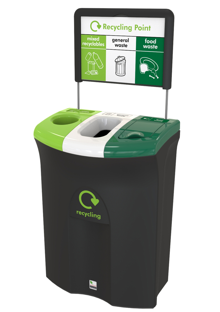 triple lid bin lime white green
