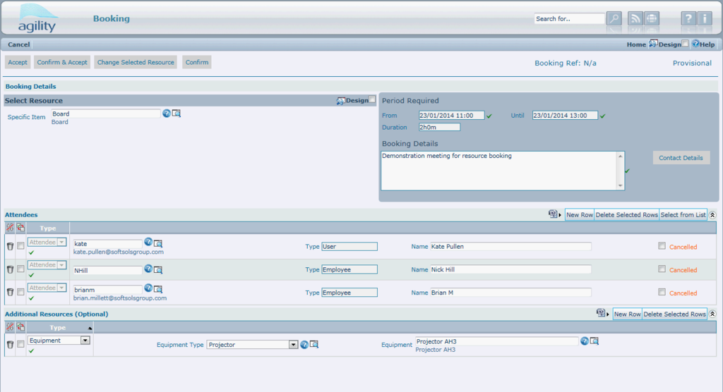 4. resources selected ready to make booking