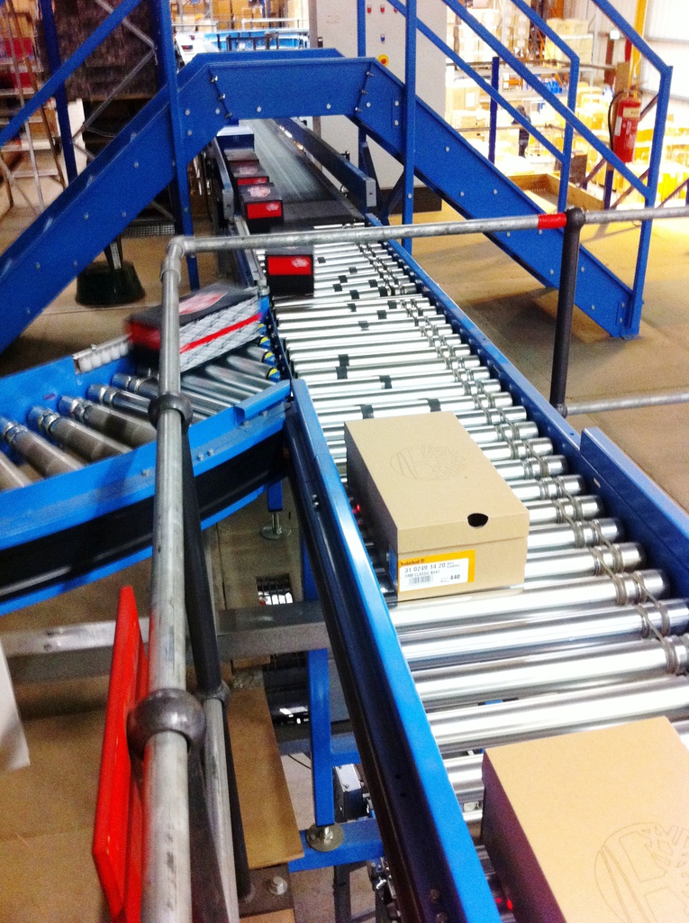 product merges onto sortation system 1