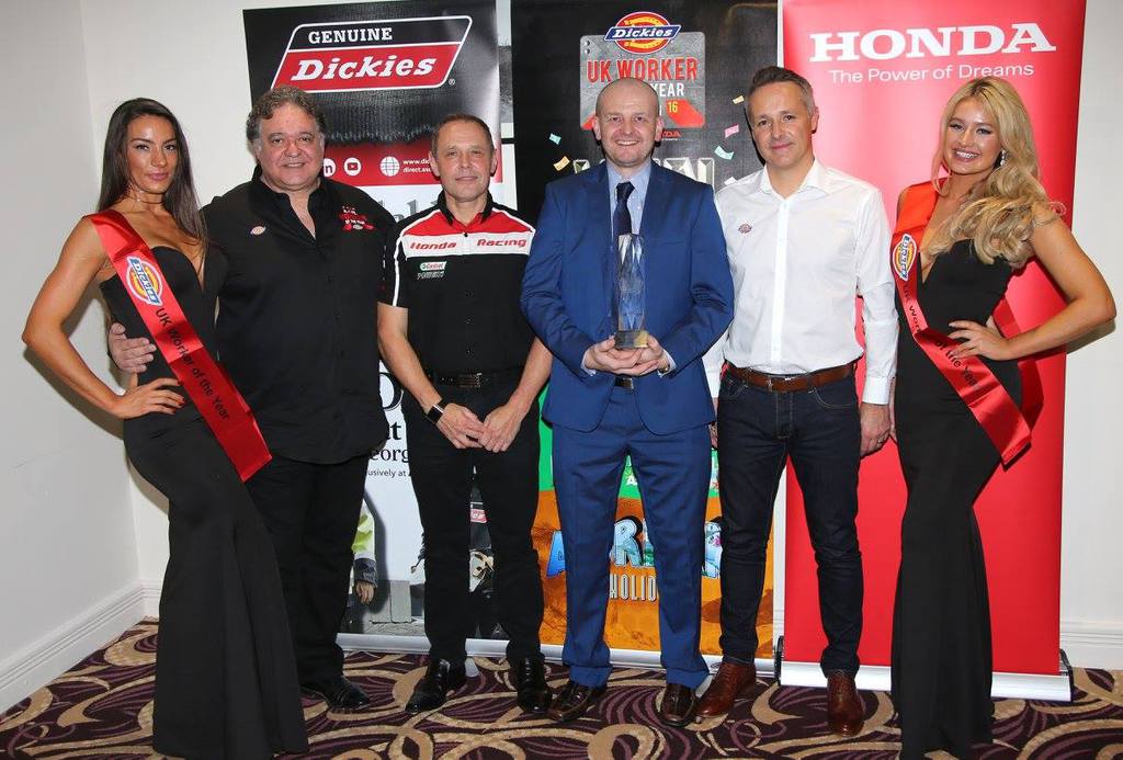 kevin skeith with dickies sales director rob haines and honda's havier beltran